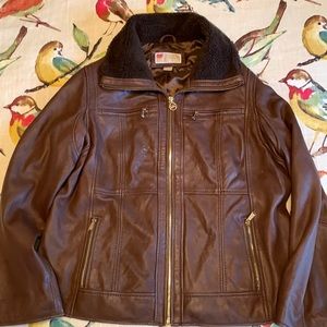 Michael Kors Michael Leather Bomber Jacket 2x Women’s